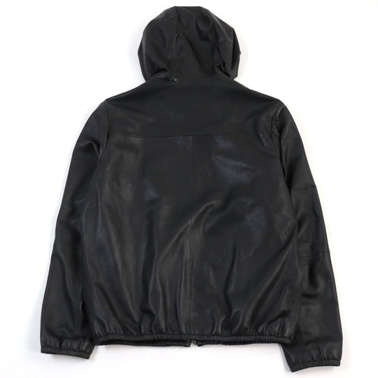 EMPORIO ARMANI Hoodie 01R54P 01P54 Outer: 100% Lamb Leather; Lining: 100% Polyester black mens 48 Used Authentic