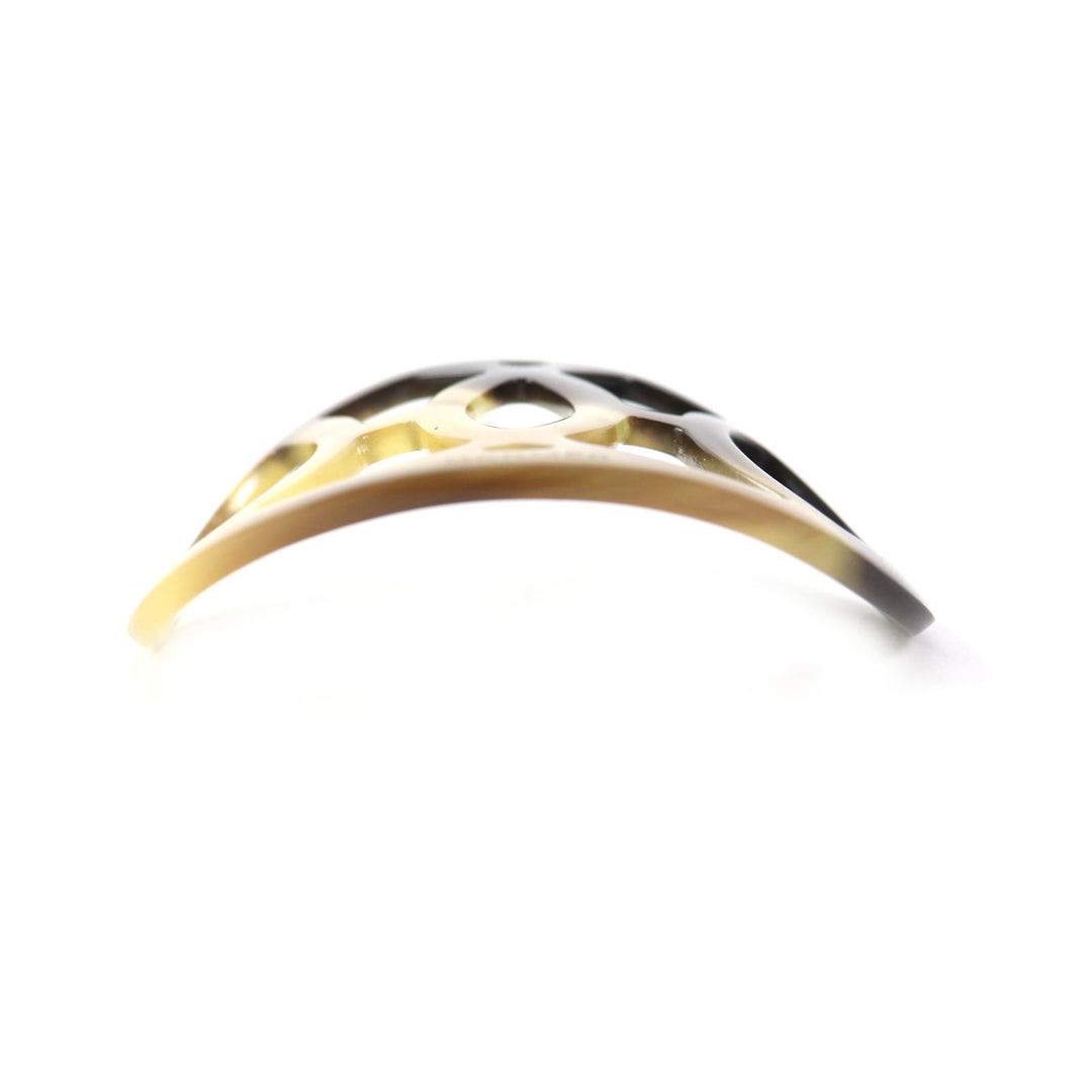 HERMES hair accessory Main: Buffalo horn Beige brown Rocaille Women Used Authentic