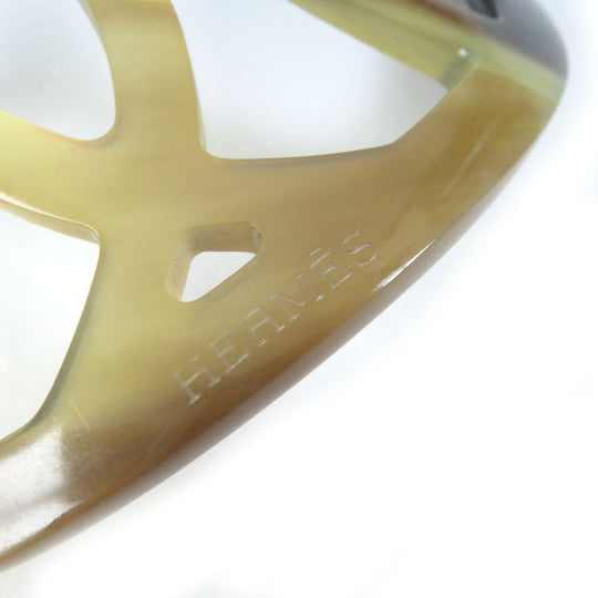 HERMES hair accessory Main: Buffalo horn Beige brown Rocaille Women Used Authentic