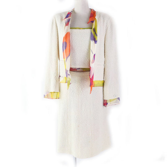 CHANEL setup 00T P15633 Outer: 75% nylon, Outer: 25% wool, Lining: 100% silk Ivoryx multi Women 40 Used Authentic