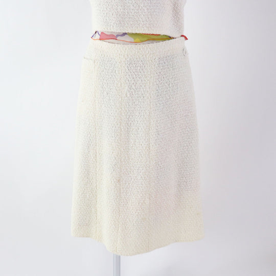 CHANEL setup 00T P15633 Outer: 75% nylon, Outer: 25% wool, Lining: 100% silk Ivoryx multi Women 40 Used Authentic