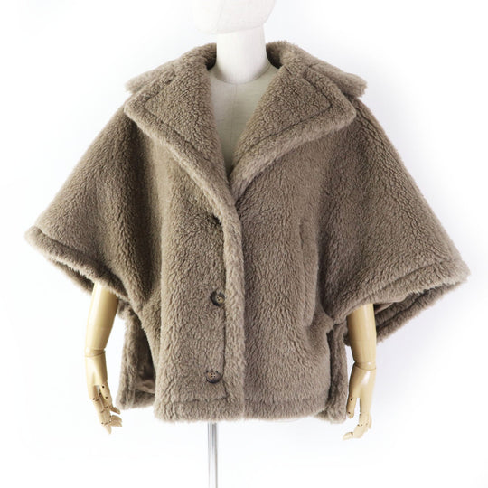 MAX MARA coat Outer: 62% alpaca, Outer: 26% wool, Outer: 12% silk, Lining: 100% viscose (rayon) Brown White tag Teddy bear Women ML (170/92A) Used Authentic