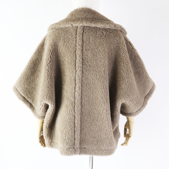 MAX MARA coat Outer: 62% alpaca, Outer: 26% wool, Outer: 12% silk, Lining: 100% viscose (rayon) Brown White tag Teddy bear Women ML (170/92A) Used Authentic
