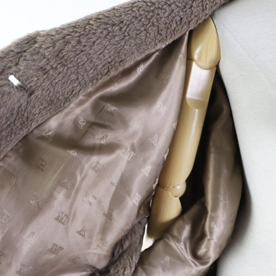 MAX MARA coat Outer: 62% alpaca, Outer: 26% wool, Outer: 12% silk, Lining: 100% viscose (rayon) Brown White tag Teddy bear Women ML (170/92A) Used Authentic