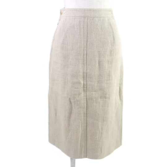 HERMES Tight Skirt Main: 100% linen beige Women 36 Used Authentic