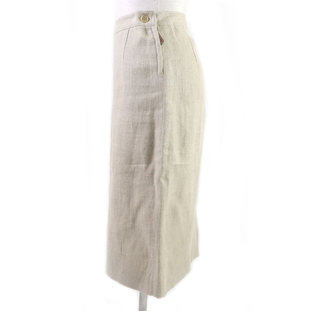 HERMES Tight Skirt Main: 100% linen beige Women 36 Used Authentic
