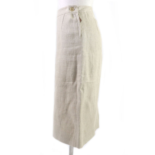 HERMES Tight Skirt Main: 100% linen beige Women 36 Used Authentic