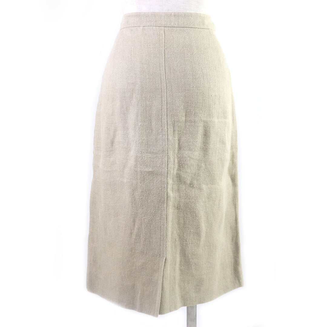 HERMES Tight Skirt Main: 100% linen beige Women 36 Used Authentic