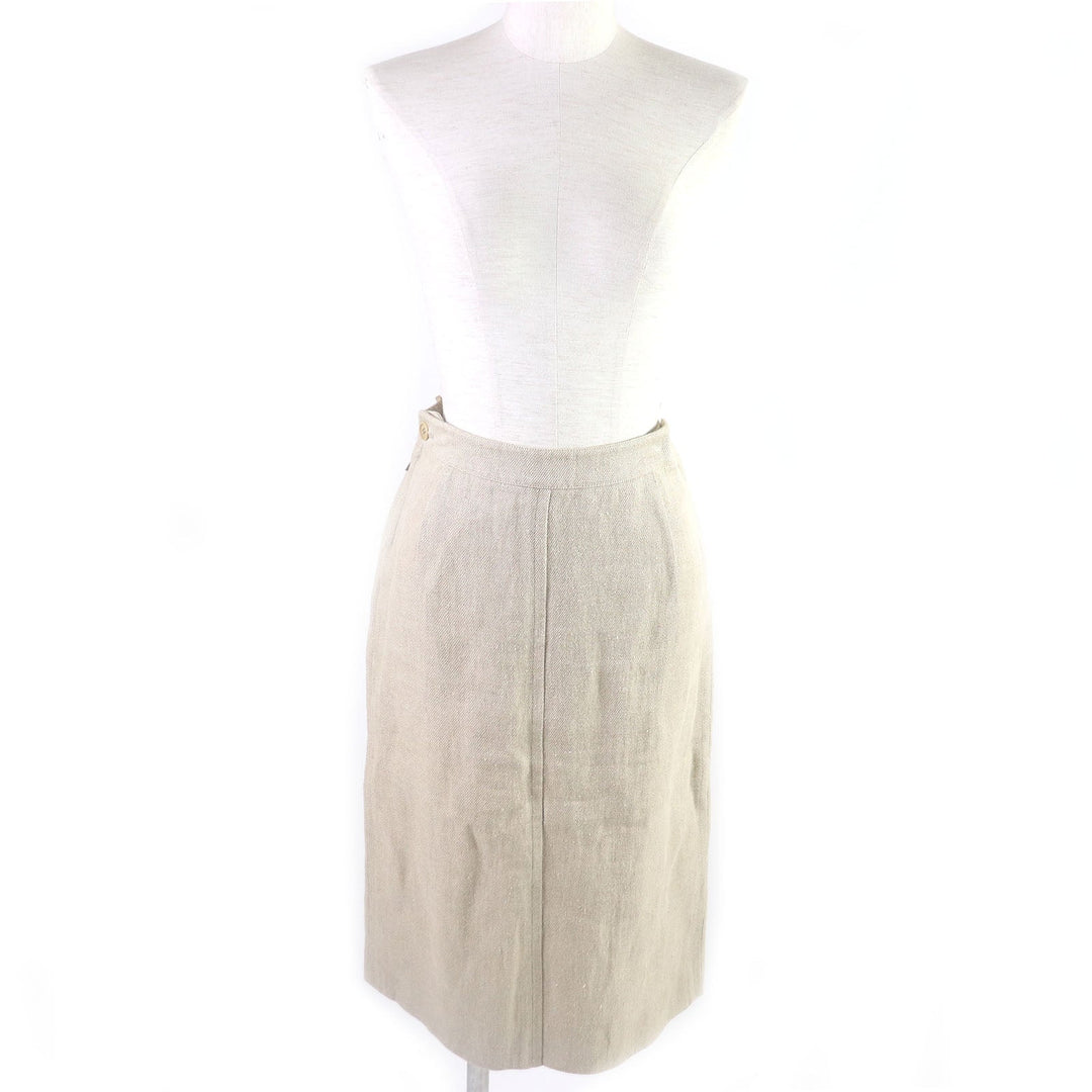 HERMES Tight Skirt Main: 100% linen beige Women 36 Used Authentic