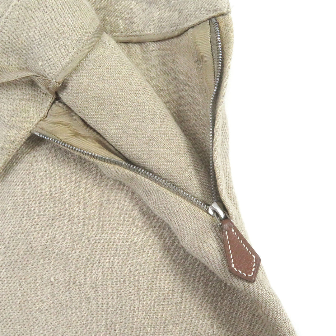 HERMES Tight Skirt Main: 100% linen beige Women 36 Used Authentic