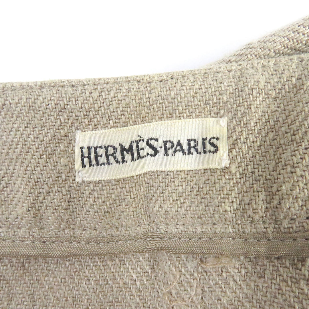 HERMES Tight Skirt Main: 100% linen beige Women 36 Used Authentic