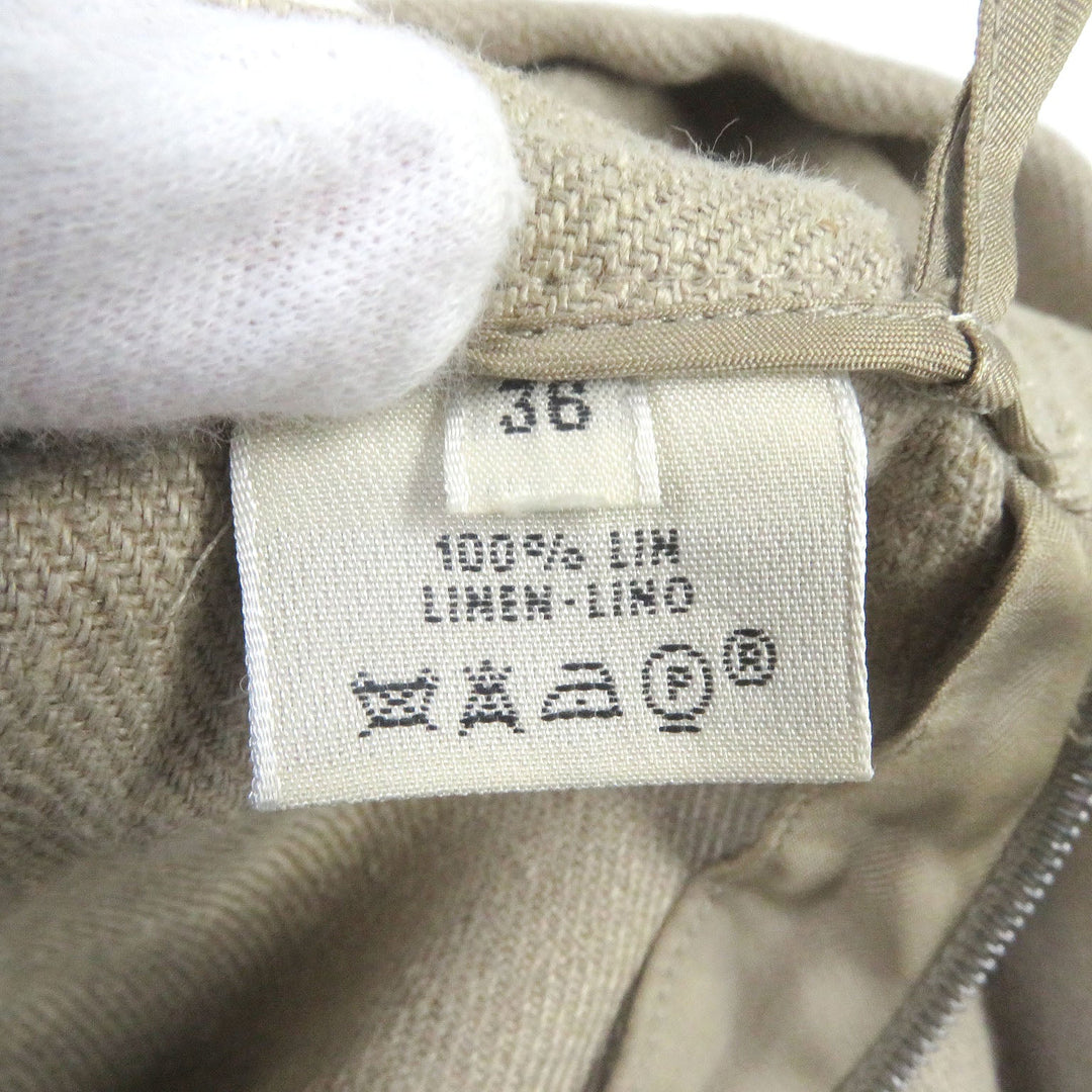 HERMES Tight Skirt Main: 100% linen beige Women 36 Used Authentic