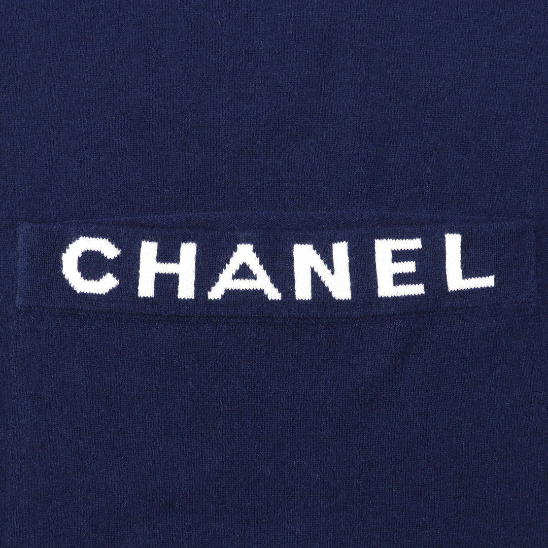 CHANEL Scarf 20C Main: 100% cashmere Navy Women Used Authentic