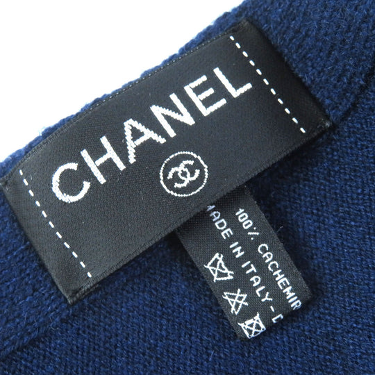 CHANEL Scarf 20C Main: 100% cashmere Navy Women Used Authentic