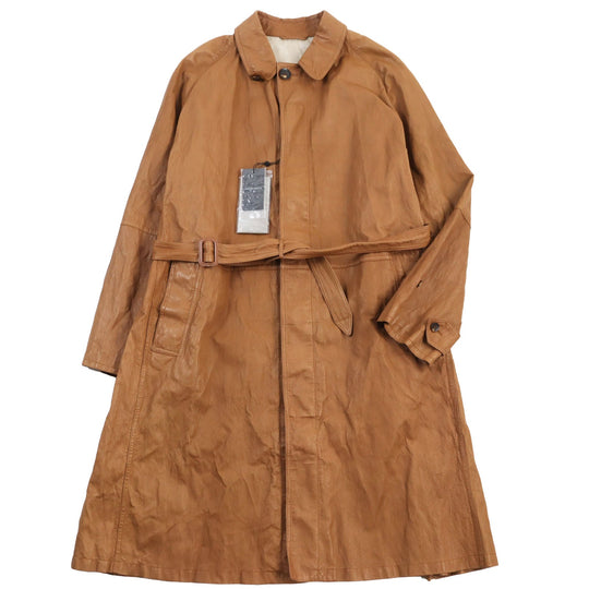 GIORGIO ARMANI Stainless collar coat Outer: 100% lamb leather, Lining: 65% acetate, 35% polyester Brown mens 48 Used Authentic