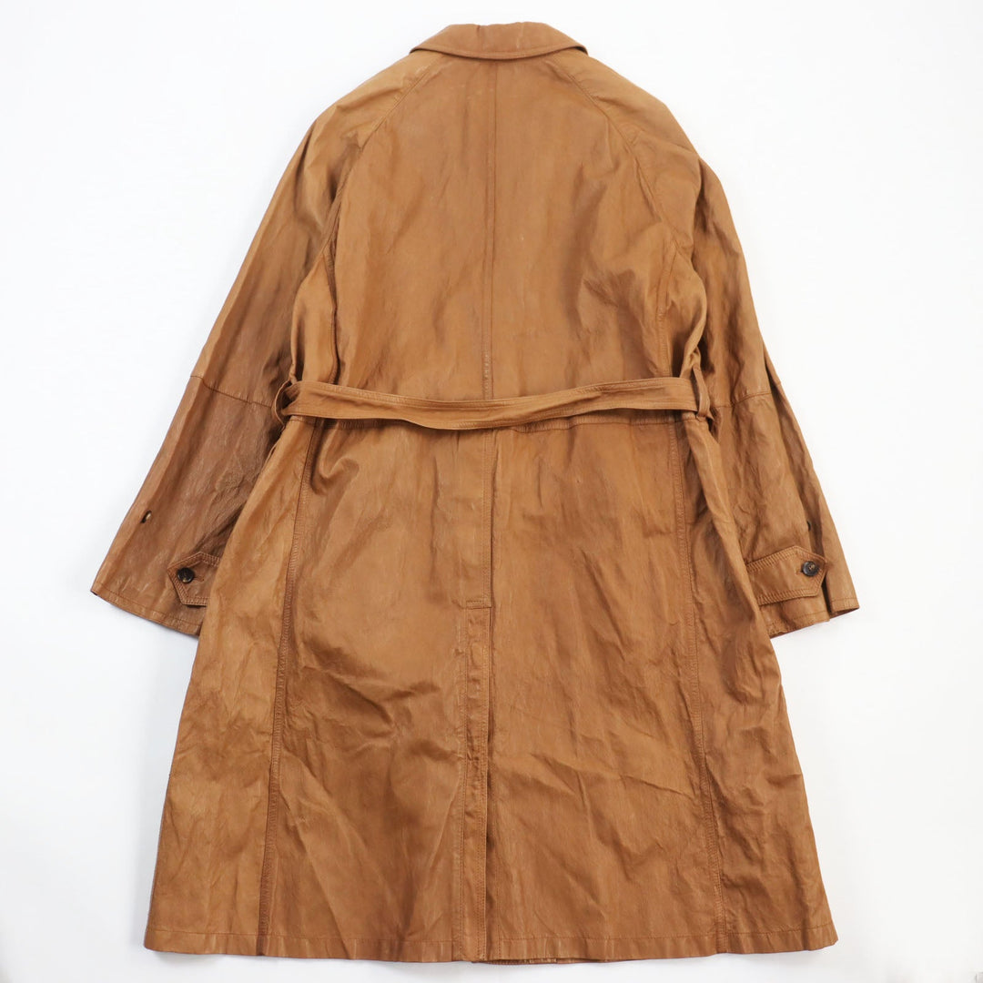 GIORGIO ARMANI Stainless collar coat Outer: 100% lamb leather, Lining: 65% acetate, 35% polyester Brown mens 48 Used Authentic