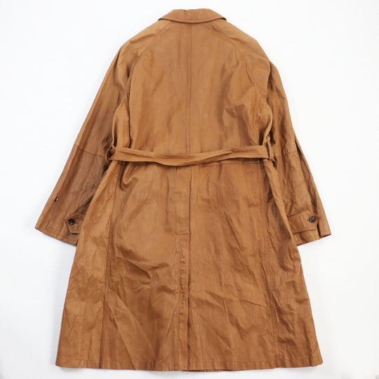 GIORGIO ARMANI Stainless collar coat Outer: 100% lamb leather, Lining: 65% acetate, 35% polyester Brown mens 48 Used Authentic