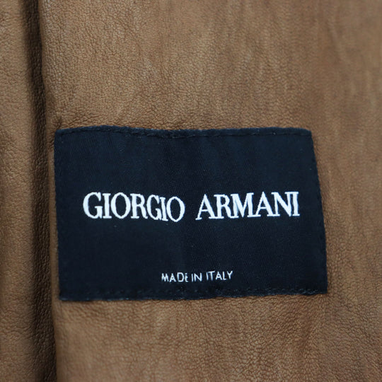 GIORGIO ARMANI Stainless collar coat Outer: 100% lamb leather, Lining: 65% acetate, 35% polyester Brown mens 48 Used Authentic