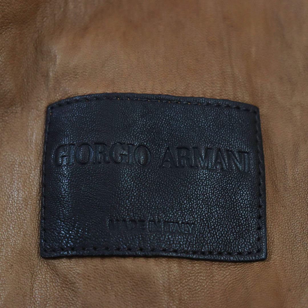 GIORGIO ARMANI Stainless collar coat Outer: 100% lamb leather, Lining: 65% acetate, 35% polyester Brown mens 48 Used Authentic