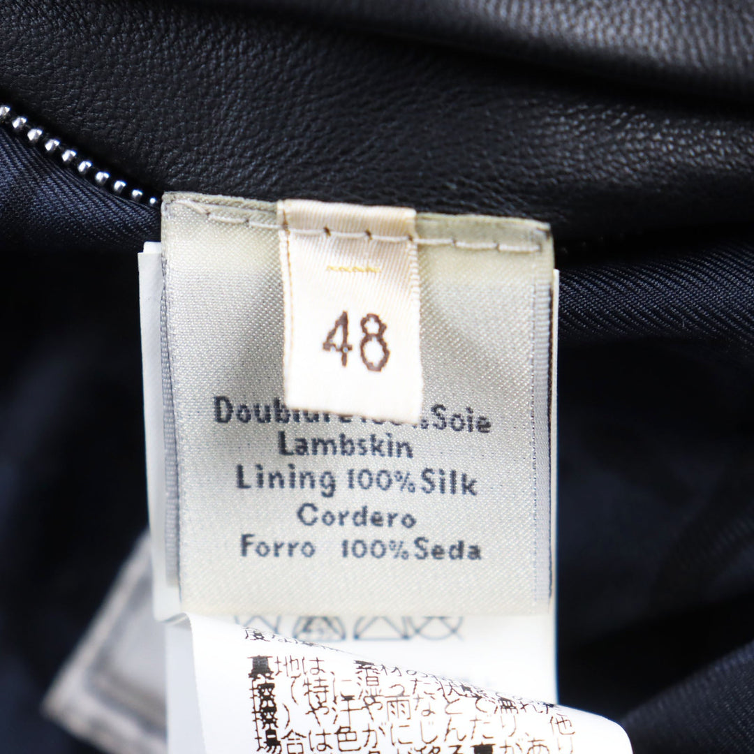 HERMES leather jacket 12-5007 Outer: Lamb leather, Lining: 100% silk, Filling: 95% down, Filling: 5% feather black mens 48 Used Authentic