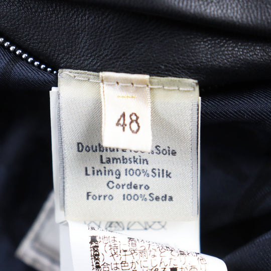 HERMES leather jacket 12-5007 Outer: Lamb leather, Lining: 100% silk, Filling: 95% down, Filling: 5% feather black mens 48 Used Authentic