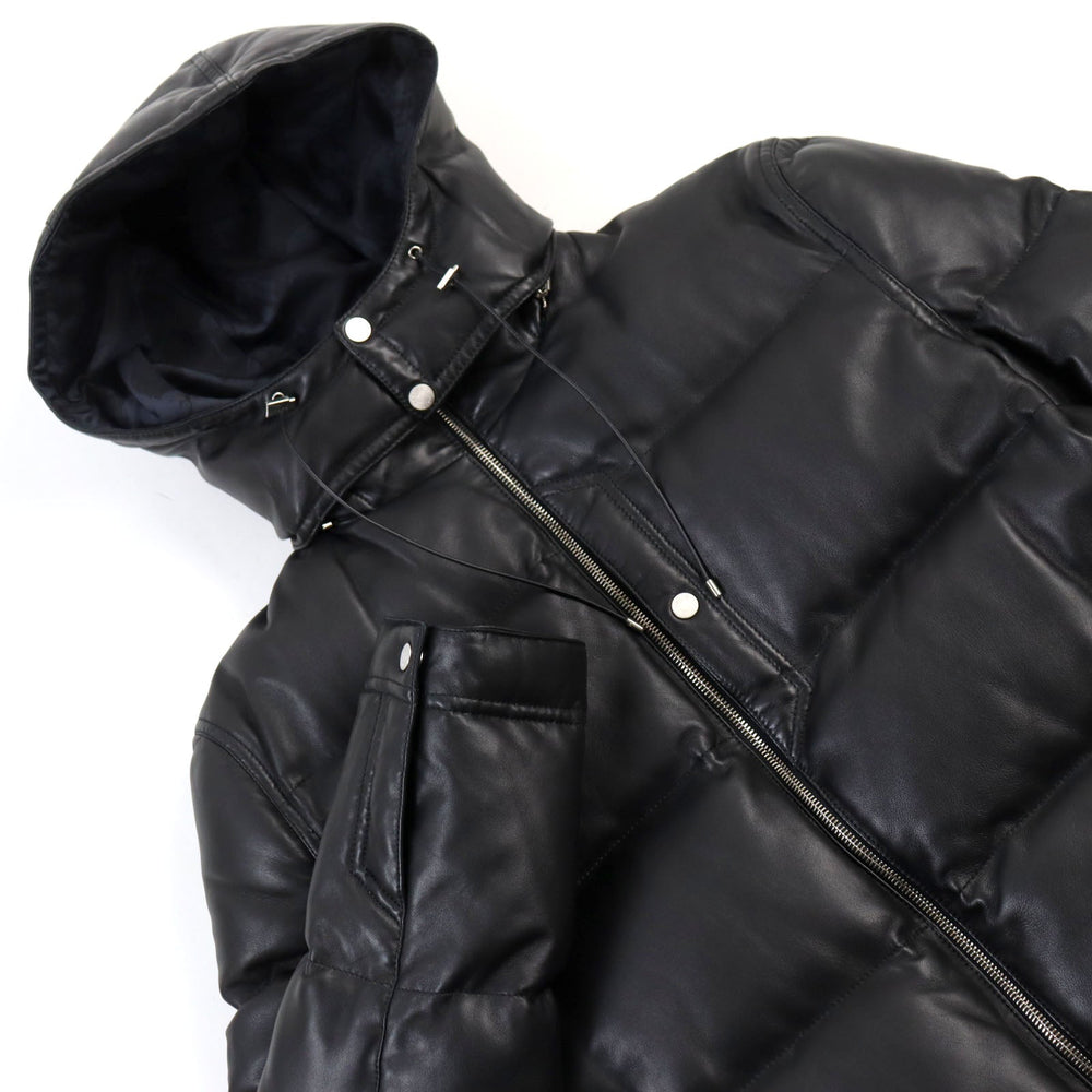 HERMES leather jacket 12-5007 Outer: Lamb leather, Lining: 100% silk, Filling: 95% down, Filling: 5% feather black mens 48 Used Authentic