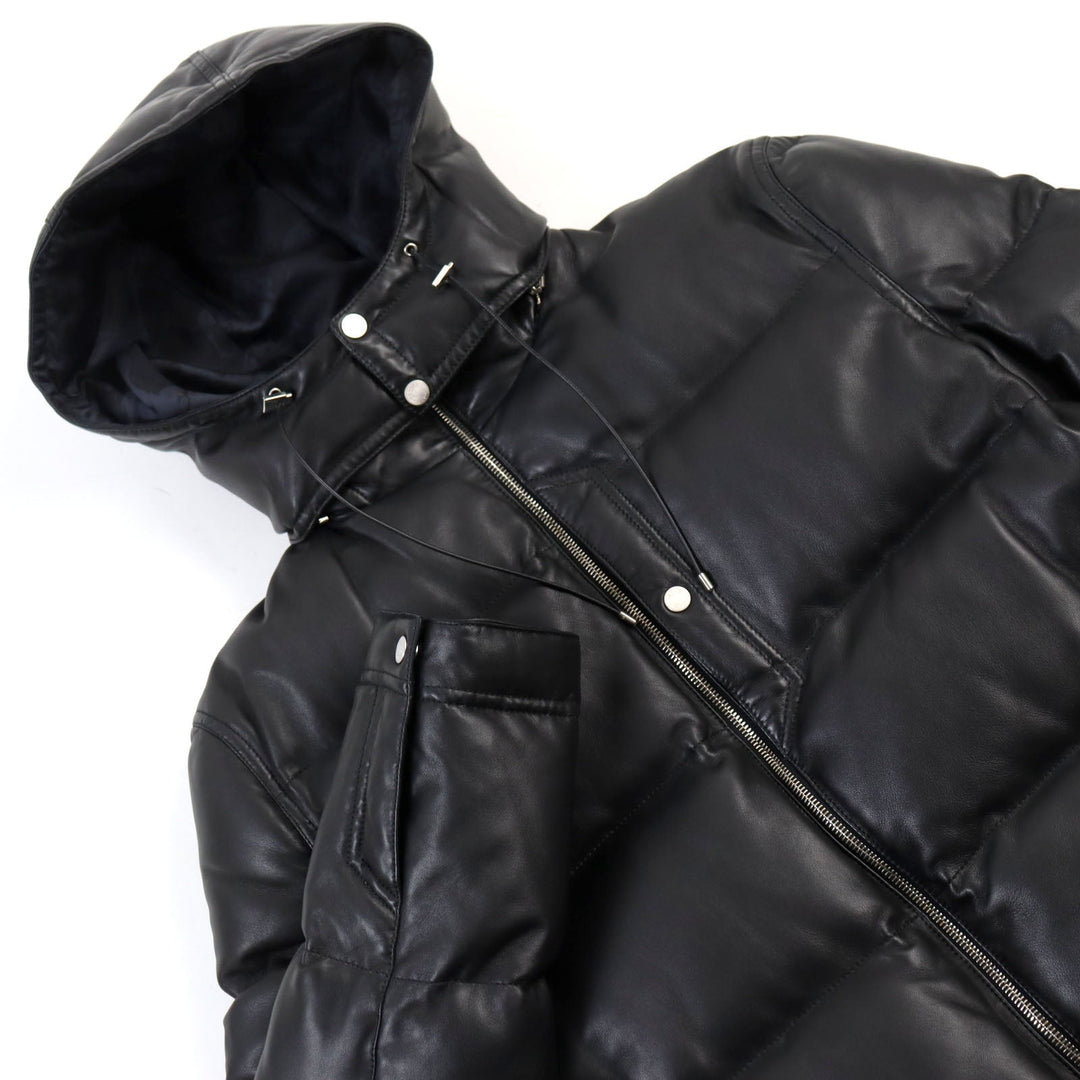 HERMES leather jacket 12-5007 Outer: Lamb leather, Lining: 100% silk, Filling: 95% down, Filling: 5% feather black mens 48 Used Authentic