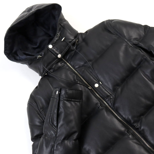 HERMES leather jacket 12-5007 Outer: Lamb leather, Lining: 100% silk, Filling: 95% down, Filling: 5% feather black mens 48 Used Authentic