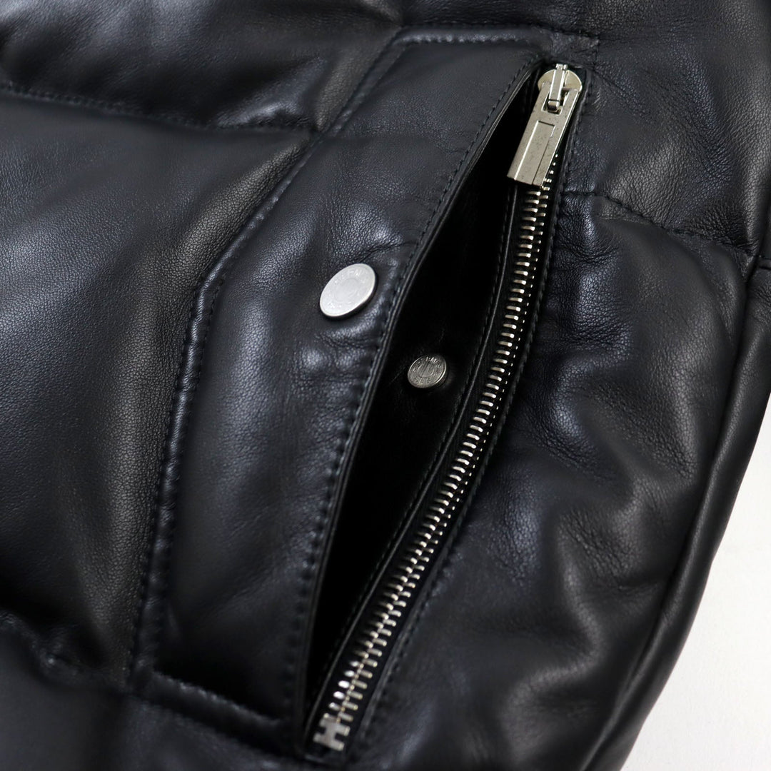 HERMES leather jacket 12-5007 Outer: Lamb leather, Lining: 100% silk, Filling: 95% down, Filling: 5% feather black mens 48 Used Authentic
