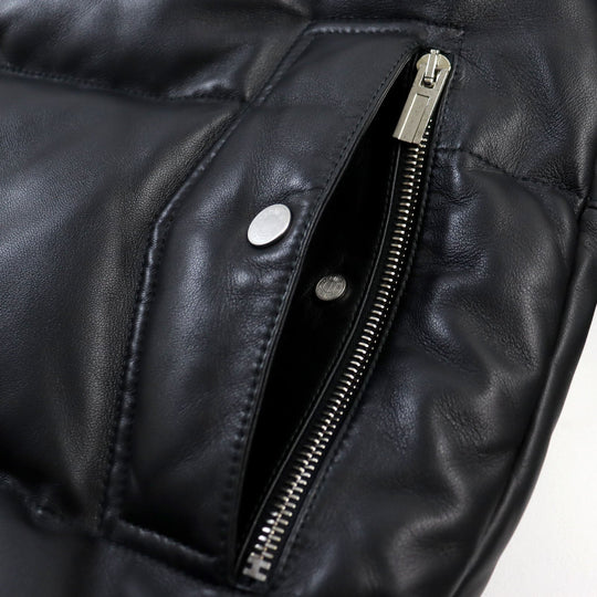 HERMES leather jacket 12-5007 Outer: Lamb leather, Lining: 100% silk, Filling: 95% down, Filling: 5% feather black mens 48 Used Authentic