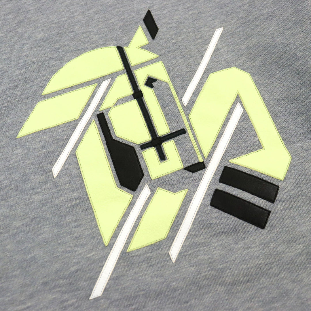 HERMES sweat 31-5765 Main: 100% cotton, Rib part: 90% cotton, 10% polyurethane, Leather part: Lamb leather gray mens L Used Authentic
