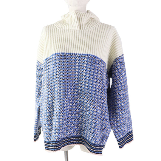 FENDI Hoodie FZY731 Main: 70% wool, Main: 30% cashmere Blue white Women 38 Used Authentic