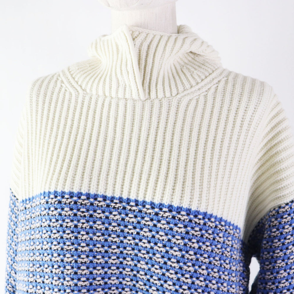 FENDI Hoodie FZY731 Main: 70% wool, Main: 30% cashmere Blue white Women 38 Used Authentic