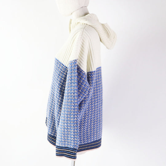 FENDI Hoodie FZY731 Main: 70% wool, Main: 30% cashmere Blue white Women 38 Used Authentic