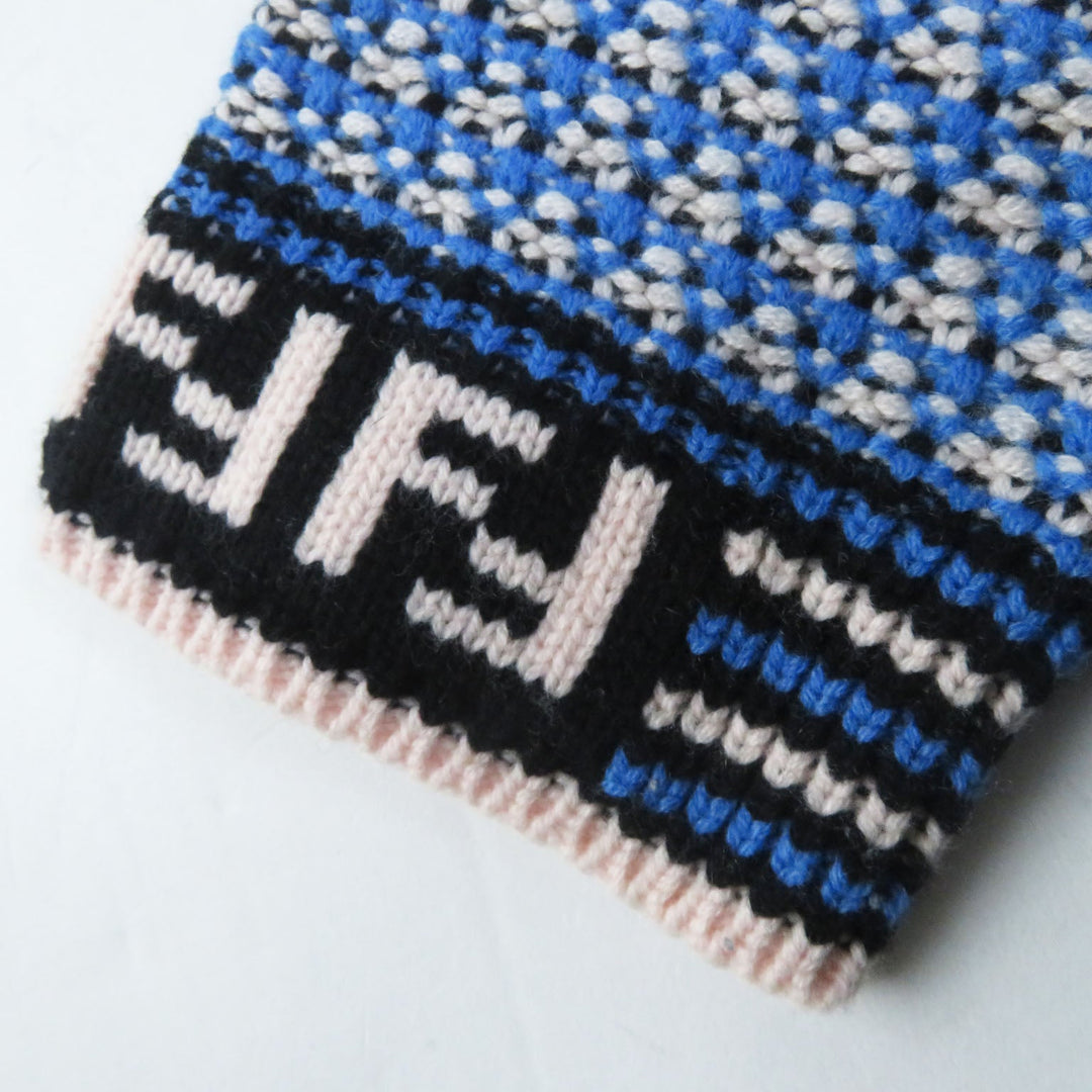 FENDI Hoodie FZY731 Main: 70% wool, Main: 30% cashmere Blue white Women 38 Used Authentic