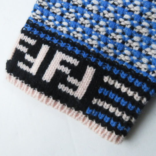 FENDI Hoodie FZY731 Main: 70% wool, Main: 30% cashmere Blue white Women 38 Used Authentic