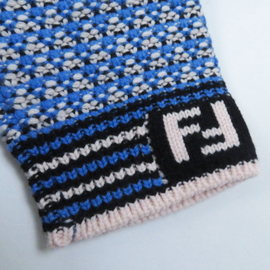 FENDI Hoodie FZY731 Main: 70% wool, Main: 30% cashmere Blue white Women 38 Used Authentic