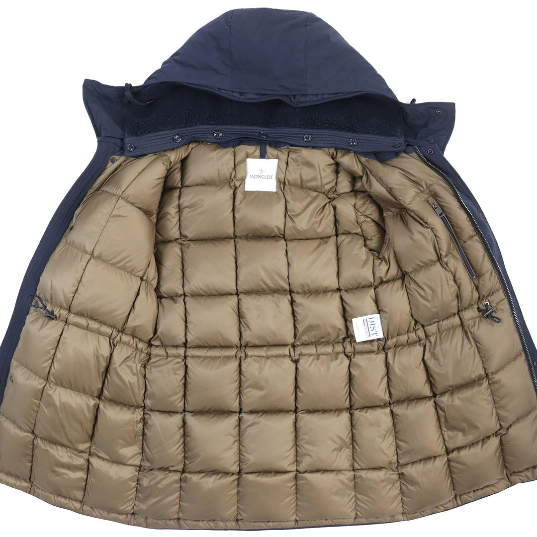 MONCLER Down jacket polyester Navy PERRAULT zero size