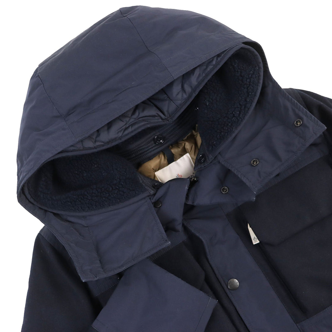 MONCLER Down jacket polyester Navy PERRAULT zero size