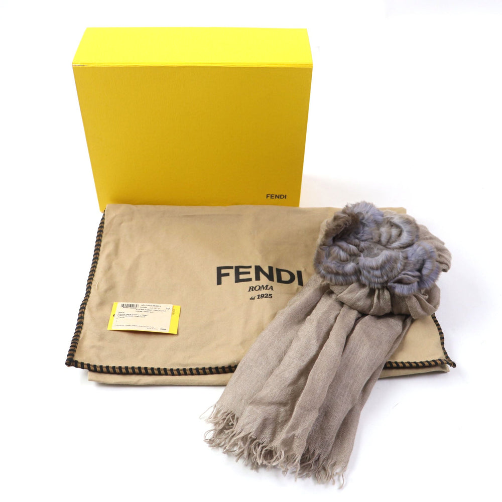FENDI Stall Main: 70% cashmere, Main: 30% silk, Part: Orirag fur beige Women Used Authentic