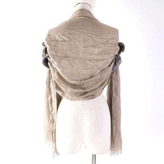 FENDI Stall Main: 70% cashmere, Main: 30% silk, Part: Orirag fur beige Women Used Authentic
