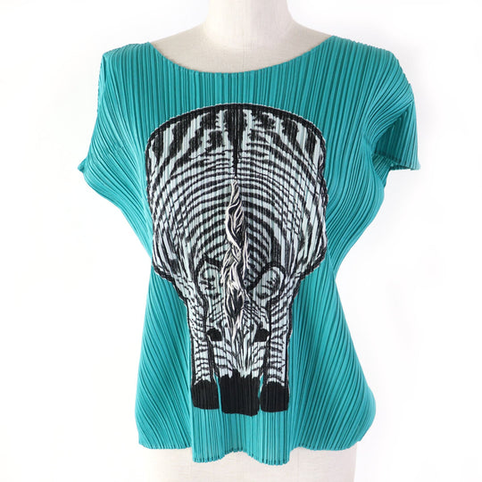 PLEATS PLEASE Cut PP01-JK771 Main: 100% polyester, Part: 100% cotton Emerald green Women 3 Used Authentic