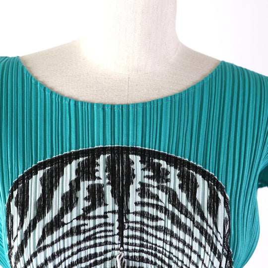 PLEATS PLEASE Cut PP01-JK771 Main: 100% polyester, Part: 100% cotton Emerald green Women 3 Used Authentic