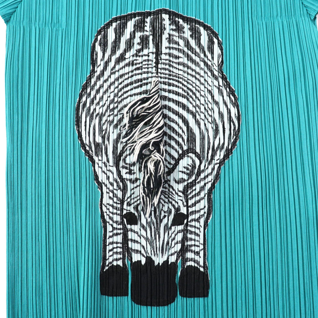 PLEATS PLEASE Cut PP01-JK771 Main: 100% polyester, Part: 100% cotton Emerald green Women 3 Used Authentic
