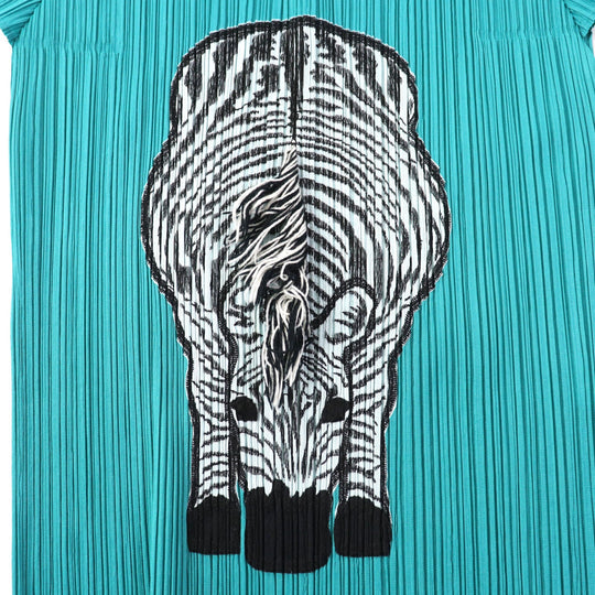 PLEATS PLEASE Cut PP01-JK771 Main: 100% polyester, Part: 100% cotton Emerald green Women 3 Used Authentic