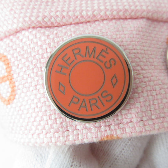 HERMES Casquette Main: 98% cotton, Main: 2% elastane (polyurethane), Lining: 54% cotton, Lining: 46% silk, Lining trim: 56% cotton, 44% rayon Baby pink x orange Vauban Women Used Authentic
