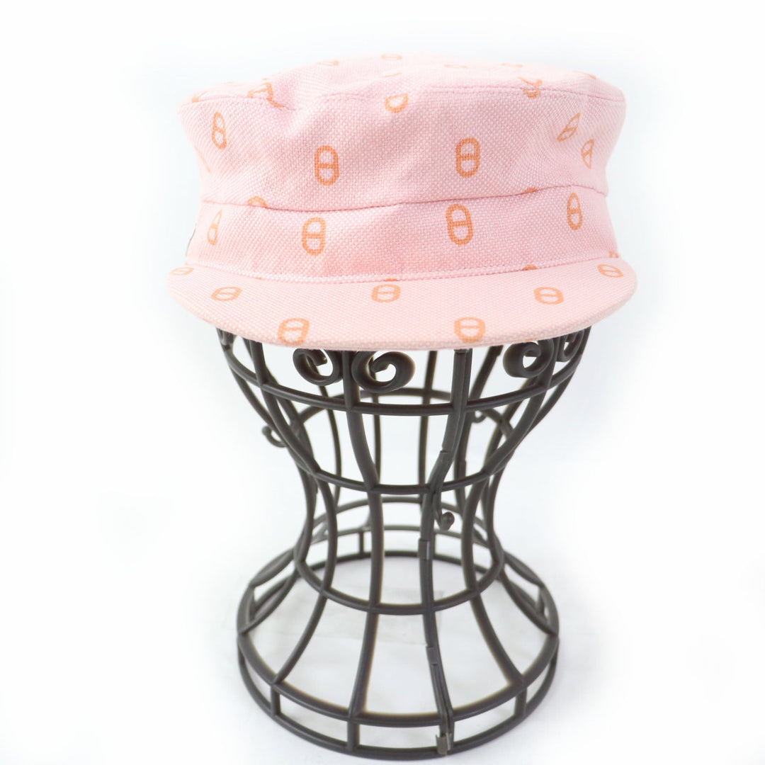 HERMES Casquette Main: 98% cotton, Main: 2% elastane (polyurethane), Lining: 54% cotton, Lining: 46% silk, Lining trim: 56% cotton, 44% rayon Baby pink x orange Vauban Women Used Authentic
