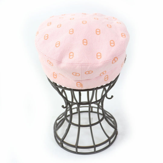 HERMES Casquette Main: 98% cotton, Main: 2% elastane (polyurethane), Lining: 54% cotton, Lining: 46% silk, Lining trim: 56% cotton, 44% rayon Baby pink x orange Vauban Women Used Authentic