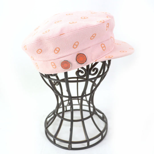 HERMES Casquette Main: 98% cotton, Main: 2% elastane (polyurethane), Lining: 54% cotton, Lining: 46% silk, Lining trim: 56% cotton, 44% rayon Baby pink x orange Vauban Women Used Authentic