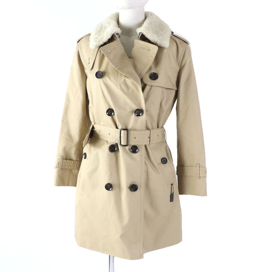 COACH trench coat F76255 Main: 68% cotton, Main: 32% polyester, Lining: 100% polyester, Liner: 55% wool, Liner: 23% polyester, : 22% rayon Fur: Mouton Part: Leather beige Women Used Authentic